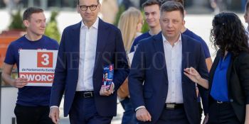 Kampania wyborcza do Parlamentu Europejskiego 2024 - Premier Mateusz Morawiecki I Michał Dworczyk