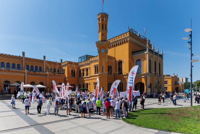 Protest PKP Cargo we Wrocławiu