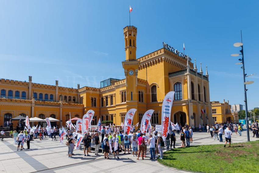 Protest PKP Cargo we Wrocławiu