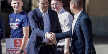 Kampania wyborcza do Parlamentu Europejskiego 2024 - Premier Mateusz Morawiecki I Michał Dworczyk