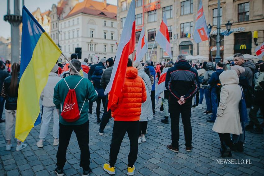 Protest we Wrocławiu - Solidarni z Ukrainą