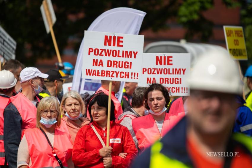 Manifestacja górników we Wrocławiu