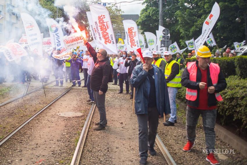 Manifestacja górników we Wrocławiu