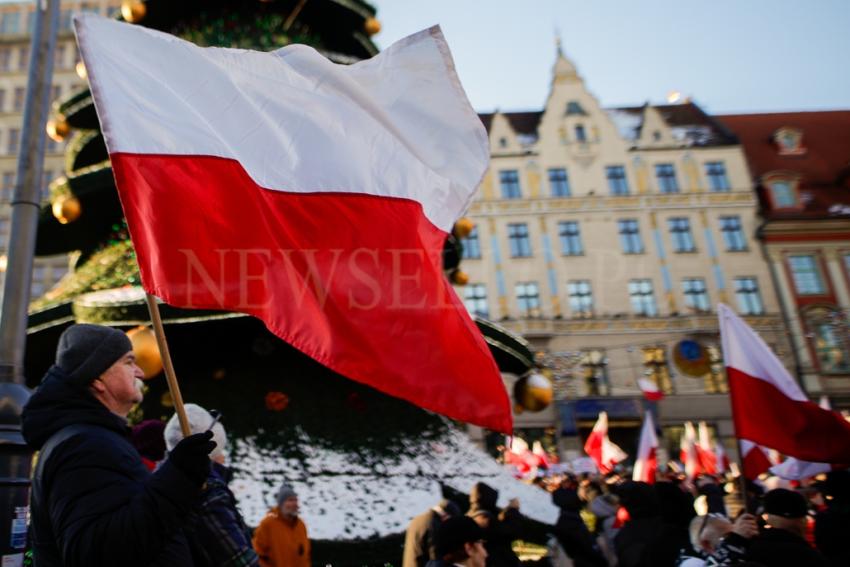 "Protest Wolnych Polaków" na rynku we Wrocławiu.