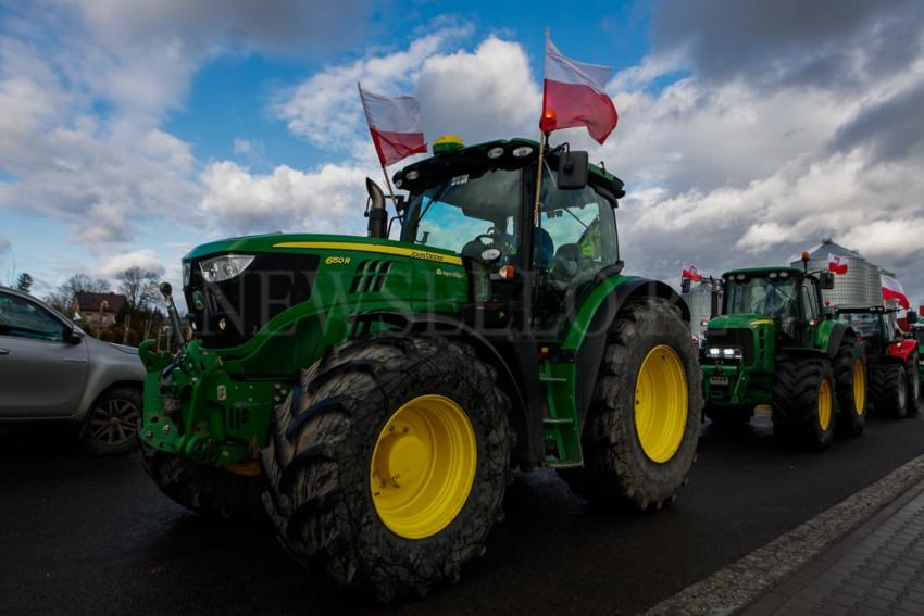 Minister Rolnictwa Michał Kołodziejczak na proteście rolników w Nysie.