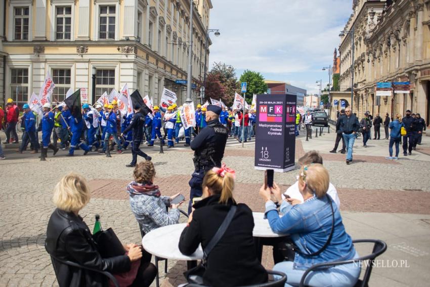 Manifestacja górników we Wrocławiu