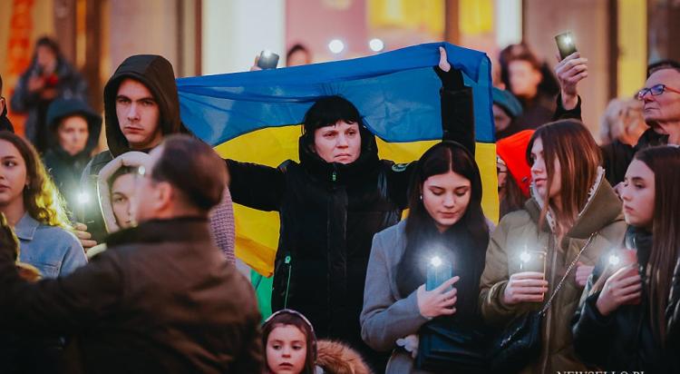 Protest we Wrocławiu - Solidarni z Ukrainą