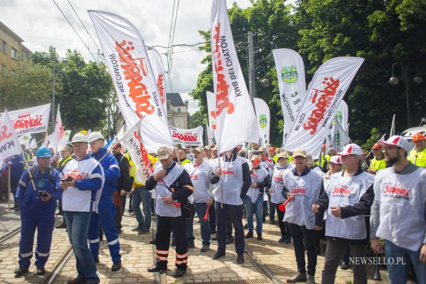 Manifestacja górników we Wrocławiu