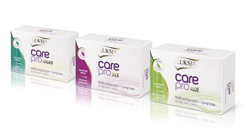 Naturalna moc składników  - pielęgnacyjne mydła w kostce  Luksja Care Pro