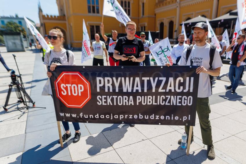 Protest PKP Cargo we Wrocławiu