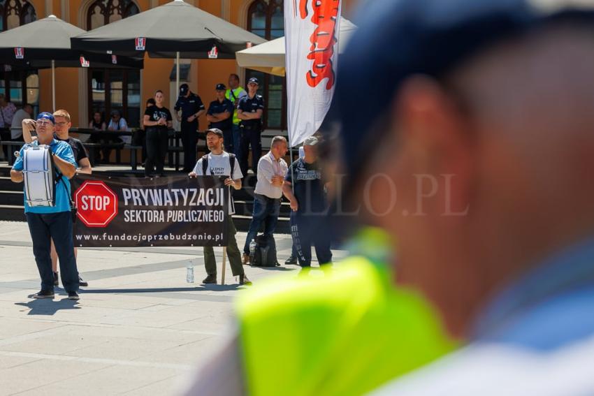 Protest PKP Cargo we Wrocławiu