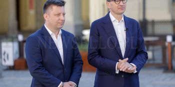 Kampania wyborcza do Parlamentu Europejskiego 2024 - Premier Mateusz Morawiecki I Michał Dworczyk