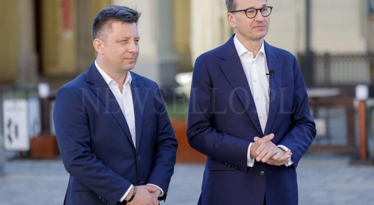 Kampania wyborcza do Parlamentu Europejskiego 2024 - Premier Mateusz Morawiecki I Michał Dworczyk