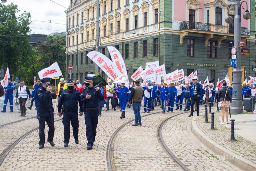 Manifestacja górników we Wrocławiu