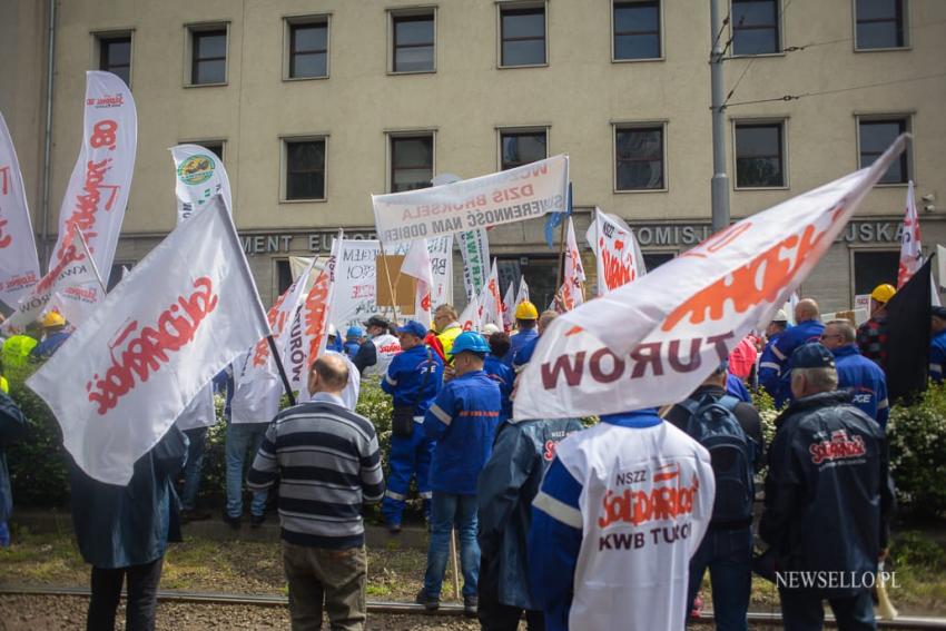 Manifestacja górników we Wrocławiu