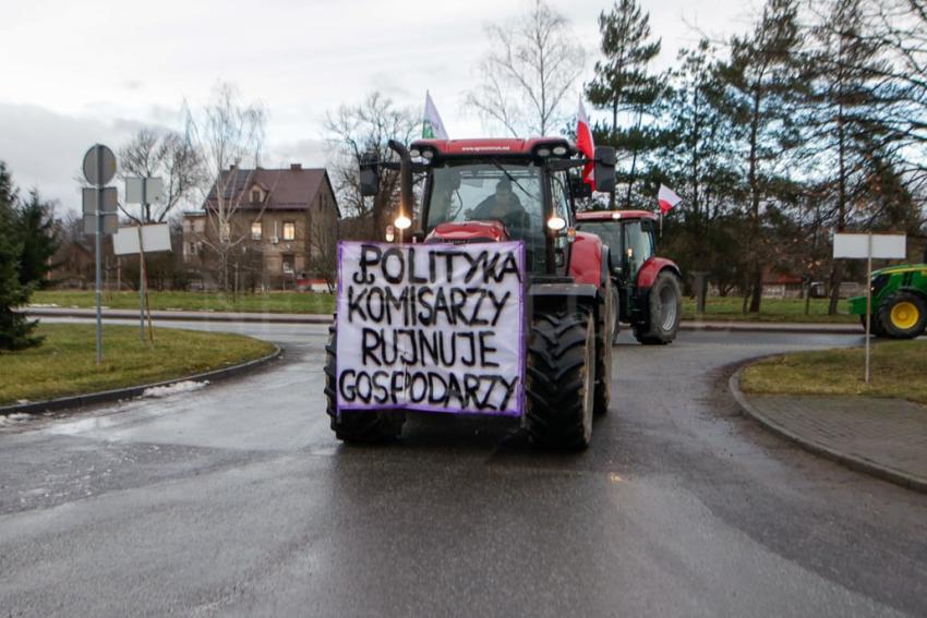 Minister Rolnictwa Michał Kołodziejczak na proteście rolników w Nysie.