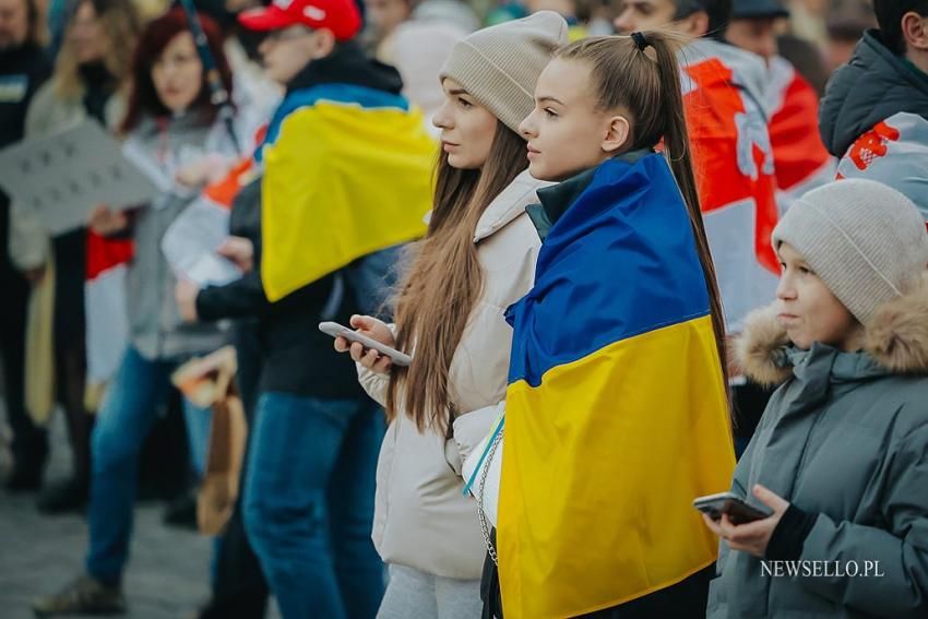 Protest we Wrocławiu - Solidarni z Ukrainą