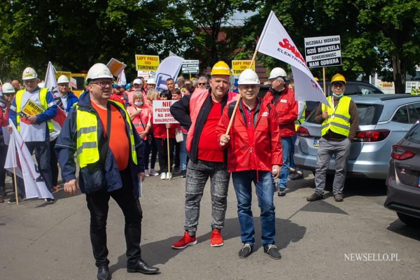 Manifestacja górników we Wrocławiu