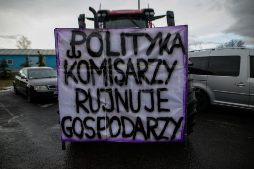 Minister Rolnictwa Michał Kołodziejczak na proteście rolników w Nysie.