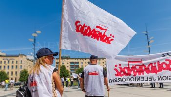 Protest pracowników PKP Cargo we Wrocławiu [FOTO]
