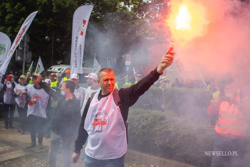 Manifestacja górników we Wrocławiu