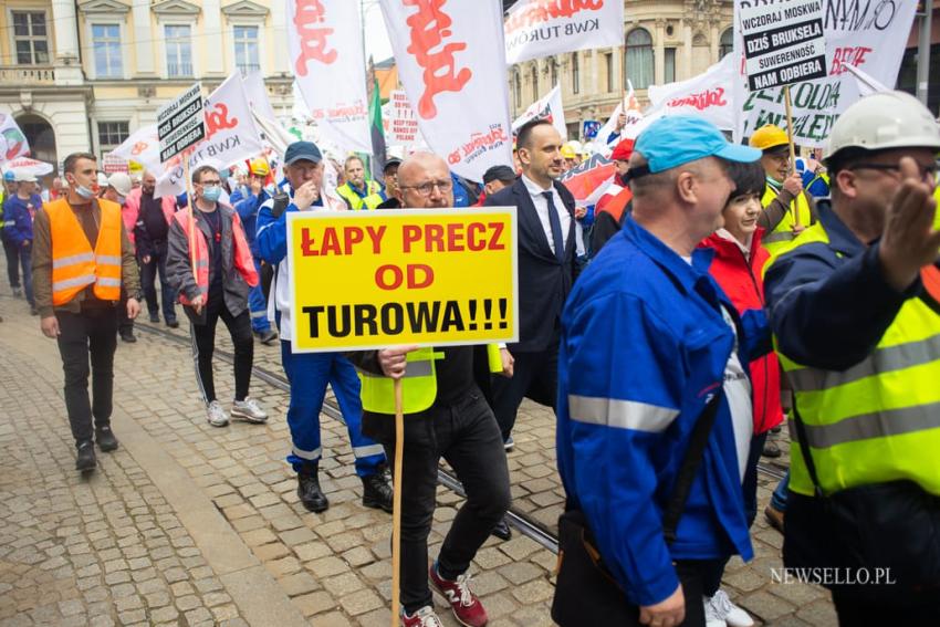 Manifestacja górników we Wrocławiu