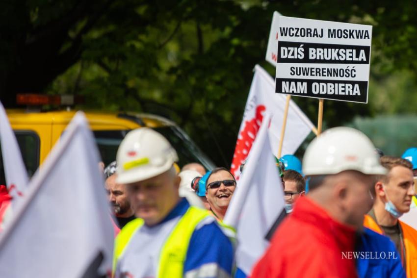 Manifestacja górników we Wrocławiu