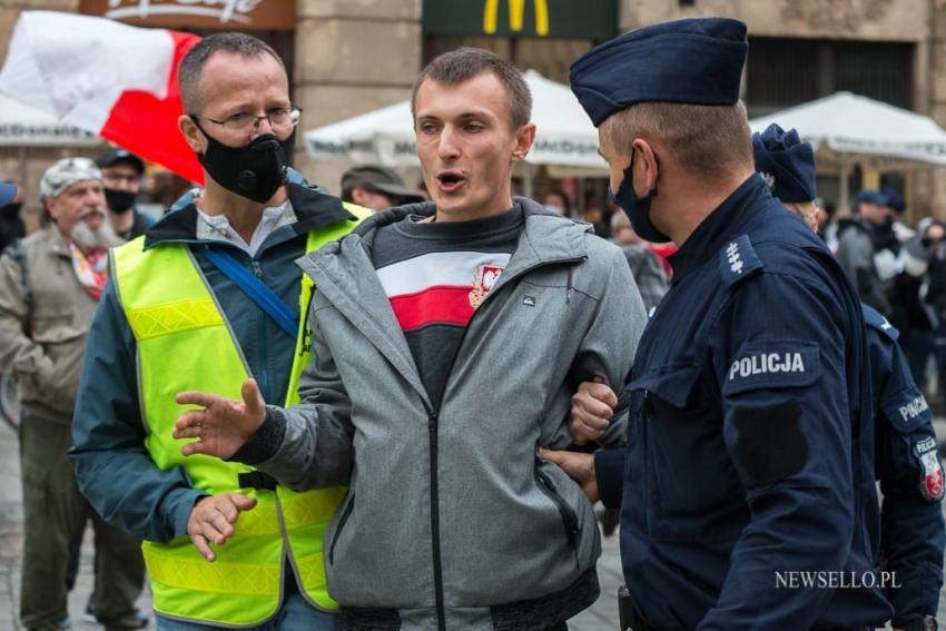 Protest antycovidowców we Wrocławiu