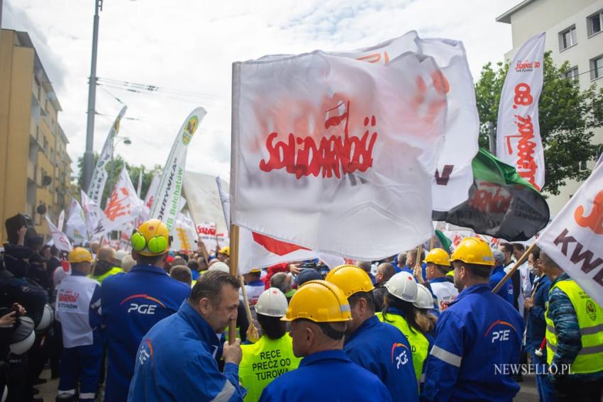 Manifestacja górników we Wrocławiu