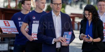 Kampania wyborcza do Parlamentu Europejskiego 2024 - Premier Mateusz Morawiecki I Michał Dworczyk