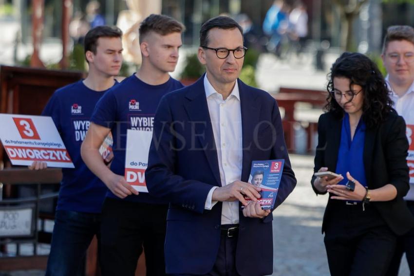 Kampania wyborcza do Parlamentu Europejskiego 2024 - Premier Mateusz Morawiecki I Michał Dworczyk