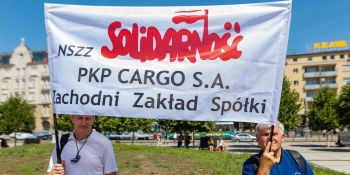 Protest PKP Cargo we Wrocławiu