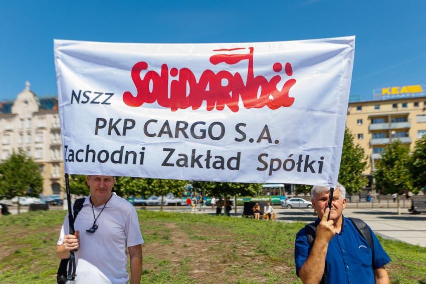 Protest PKP Cargo we Wrocławiu