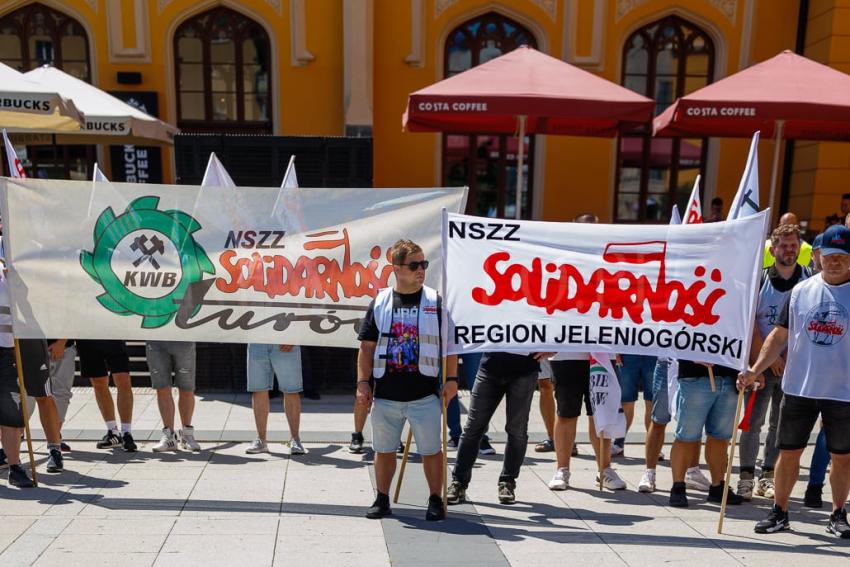 Protest PKP Cargo we Wrocławiu