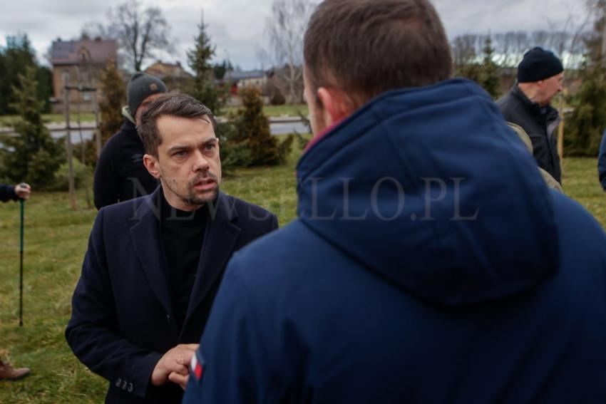 Minister Rolnictwa Michał Kołodziejczak na proteście rolników w Nysie.