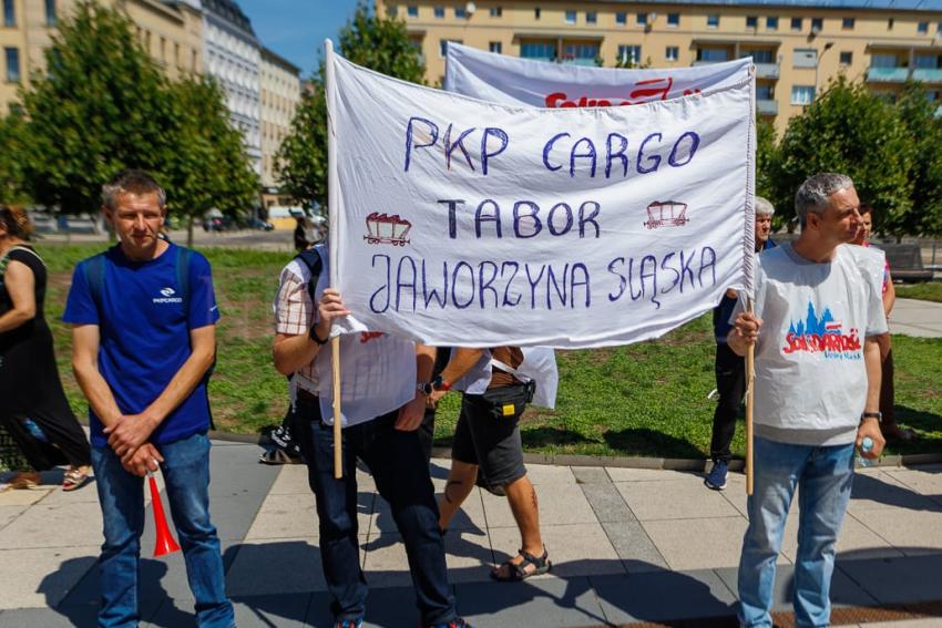 Protest PKP Cargo we Wrocławiu