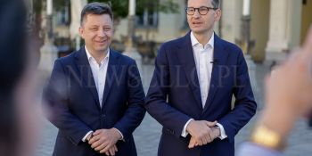 Kampania wyborcza do Parlamentu Europejskiego 2024 - Premier Mateusz Morawiecki I Michał Dworczyk