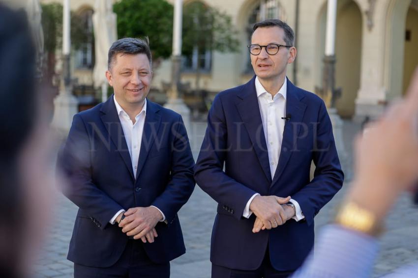 Kampania wyborcza do Parlamentu Europejskiego 2024 - Premier Mateusz Morawiecki I Michał Dworczyk