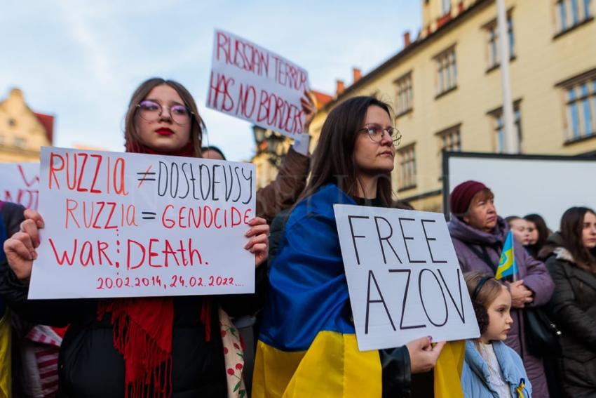 Solidarny Wrocław - obchody w 2. rocznicę wybuchu pełnoskalowej wojny w Ukrainie