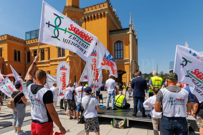 Protest PKP Cargo we Wrocławiu