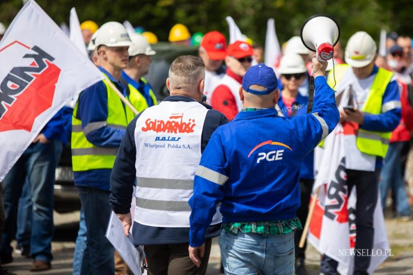 Manifestacja górników we Wrocławiu