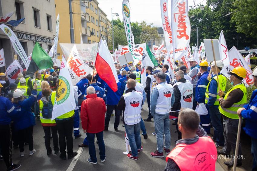 Manifestacja górników we Wrocławiu